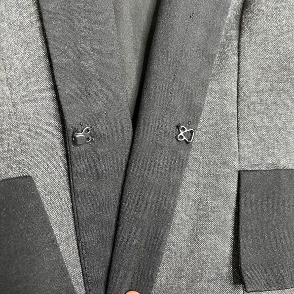 Cartonnier Gray Black Tuxedo Peplum Ruffle Long Sleeve Blazer Jacket Sz 10 Women - Picture 6 of 11